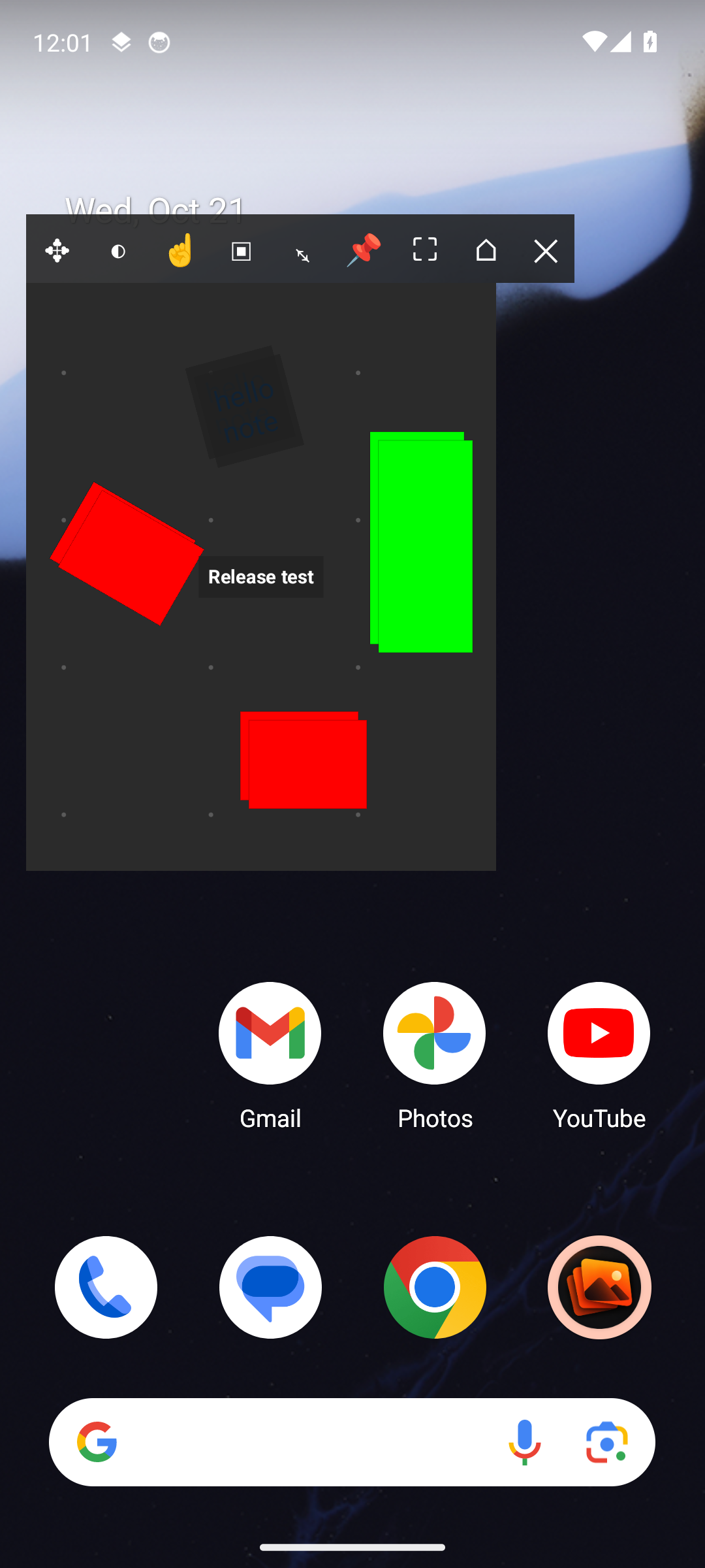 The board floating over another app